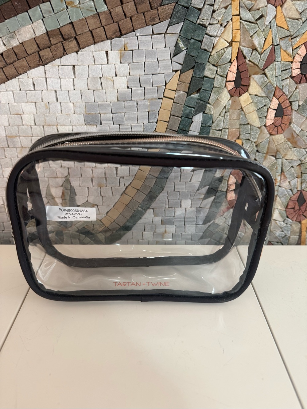 Tartan + Twine Clear Cosmetic Bag in Black Trim